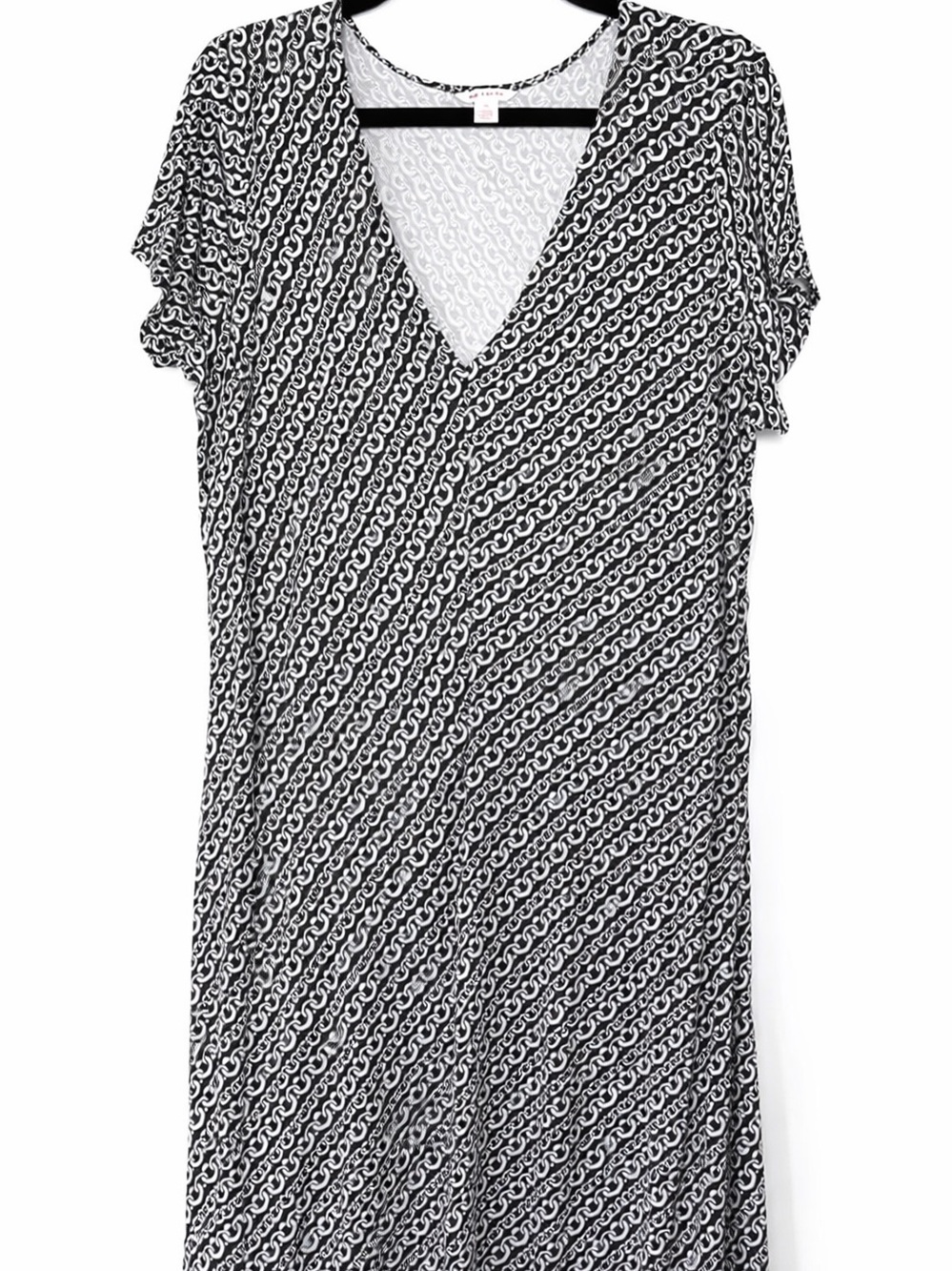 Joe Fresh Black White and Gokd White V-Neck Midi Dress